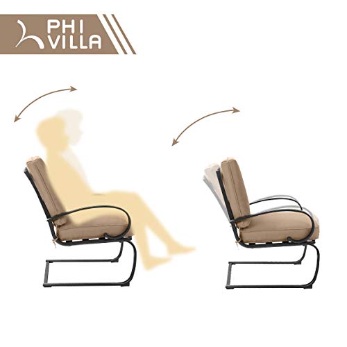 PHI VILLA 5 Piece Patio Dining Set, 4 pcs CSpring Motion Chairs with