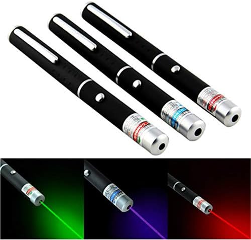 5mW Laser Pointer High Power 650nm Green 532nm Blue-Violet 405nm Laser Pointer Pen Adjustable Burning Match Without Battery - Set of 3 pcs