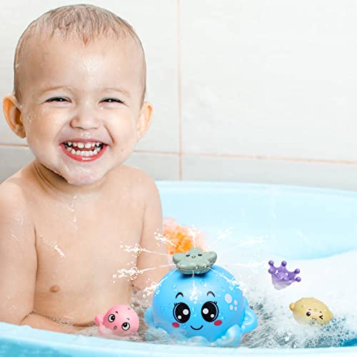 Baby Bath Toy with 4 Water Spray Modes, Light Up Octopus Bath Toys