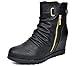 DREAM PAIRS ZIPLINE Women's Fashion Casual Low Hidden Wedge Heel Ankle Boots