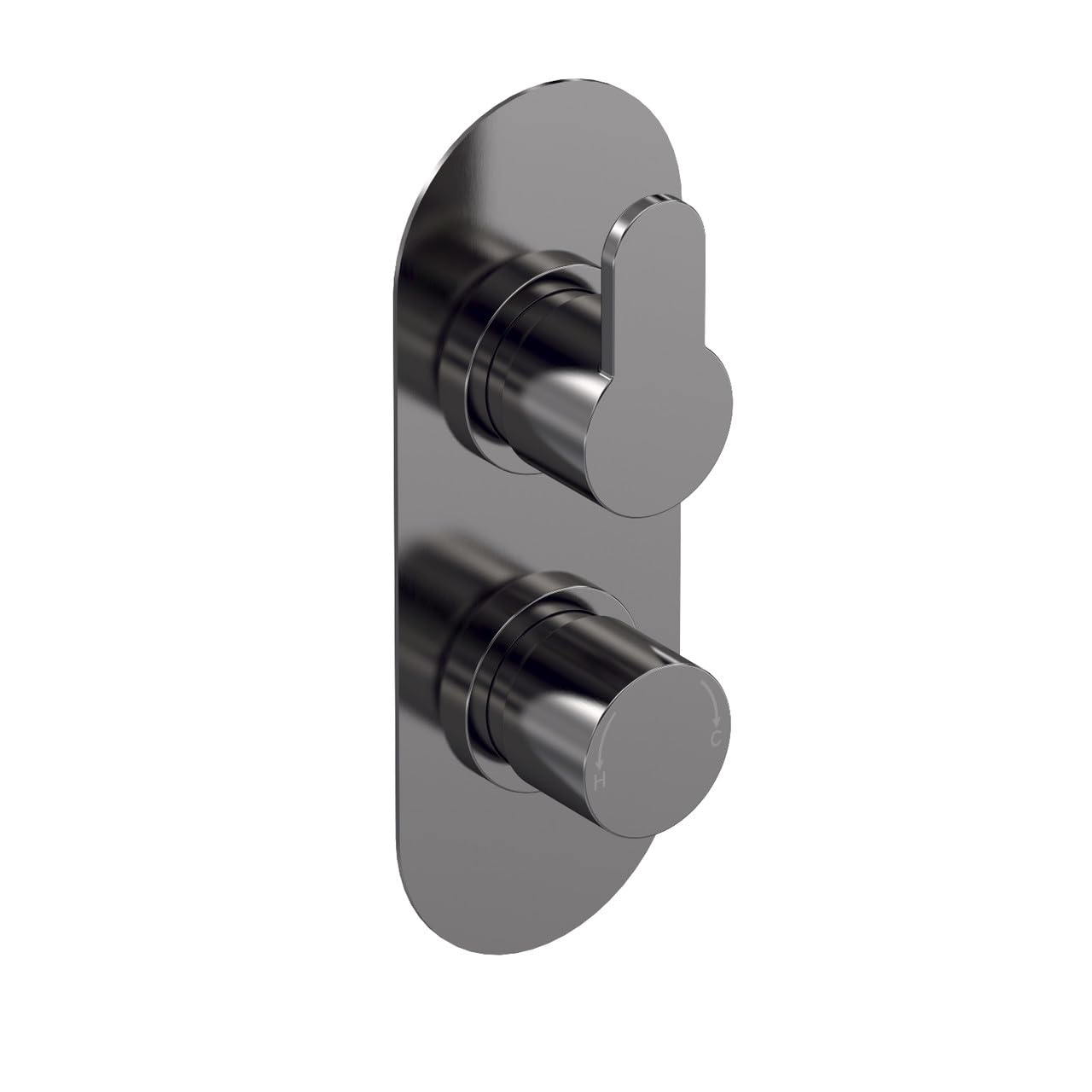 nuie ARV7TW01 Arvan Modern Bathroom Round Concealed Twin Thermostatic Shower Valve-One Outlet, Brushed Pewter