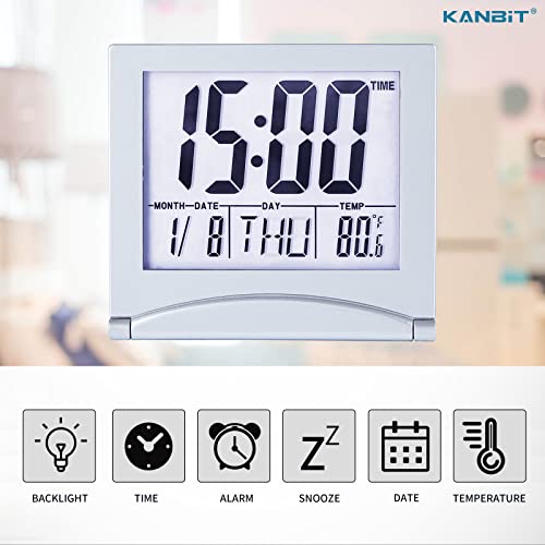 KANBIT Small Digital Travel Alarm Clock Battery Operated, Portable