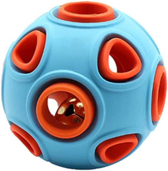 Andiker Dog Ball, Dog Interactive Toy with Ring Bell Toys Dog Rubber Balls Bouncy Ball Pet Game Puzzle Ball to Increase IQ Search & Catch Bite Resistant Toy For Pet Chew Toy (L, blue)