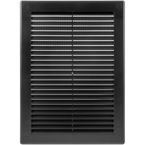 ECOPRO VENT 5" x 8" Inch Black Rectangular Vent Grille with Protective mesh. Lightweight Plastic Ventilation Register/Cover. Indoor and Outdoor Soffit Vent
