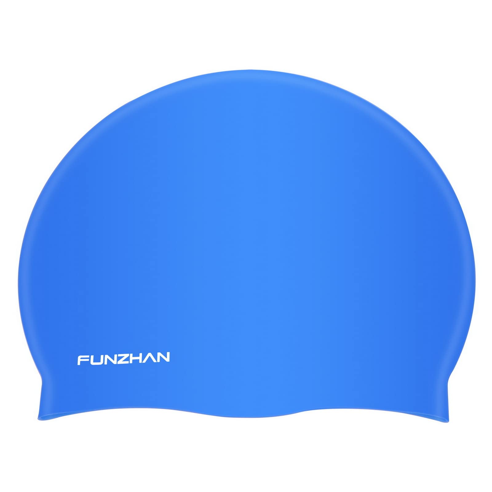 Funzhan Solid Wrinkle-Free Swimming Hat Comfortable Silicone Women Man Waterproof Non-Slip Swim Cap High Elasticity (Blue)