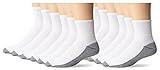 Dickies Men's Stain Resister Quarter Socks, White, 12 Pair