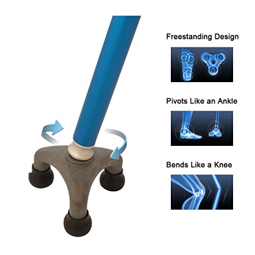 KingGear Travel Adjustable Folding Canes and Walking Sticks for Men and Women - Led Light and Easy Grip Handle for Arthritis Seniors Disabled and Elderly - Best Mobility Aids Cane (Blue)
