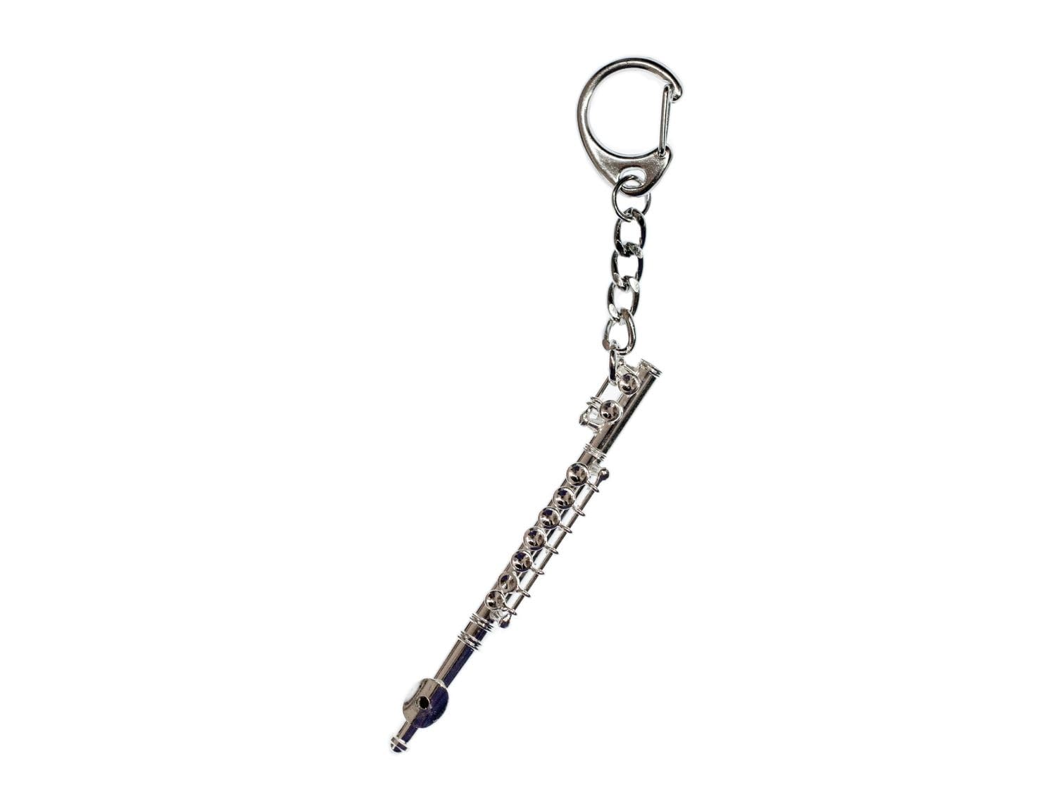 Miniblings Transverse Flute Key Ring Chain Silver Plated + Box Flautist