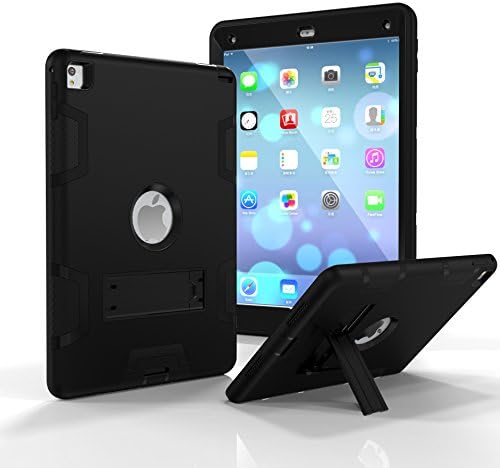iPad Air 2 /iPad 6 Case,SinYong Soft Hard Hybrid Dual Layer Armor [Shock-Absorption] Kickstand Protective Smart Cover Case for iPad Air 2/iPad 6th Generation (Black)