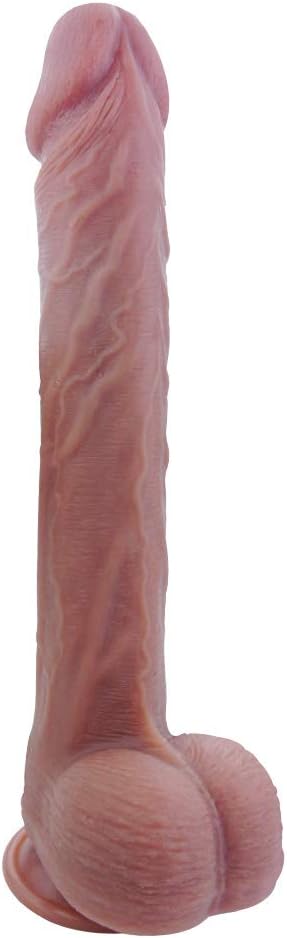 ZHONZZ 14.57inch Realistic Hands-Free Wand with Strong Massage Cup for Women, 100% Medical Grade Silicone,Flesh