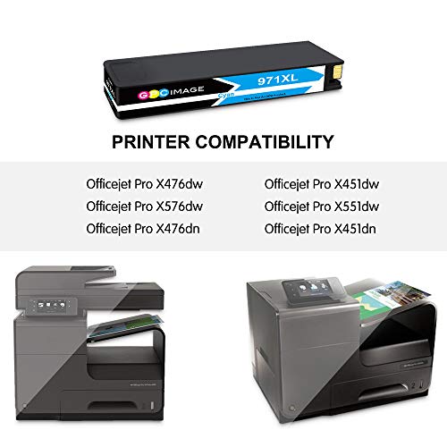 GPC Image Remanufactured Ink Cartridge Replacement for HP 970XL 971XL 970 XL 971 XL to use with Officejet Pro X476dw X576dw X476dn X451dw X551dw X451dn Printer (Black Cyan Magenta Yellow, 4-Pack)