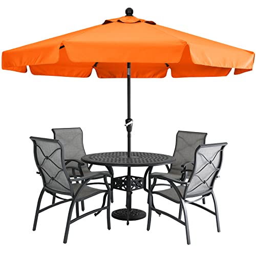 MasterCanopy 270 cm Sonnenschirm mit 8 Rippen, Kurbel & Volant, Orange