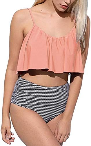 SEARTIST Falbala Flounced High Waisted Bikini, Two Piece Swimsuit for Women