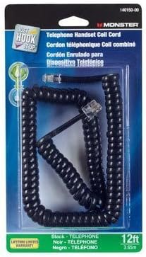 Monster Cable Telephone Handset Coil Cord 4 Conductor 12 ' Black Carded