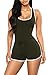 Selowin Girls Sleeveless Tank Top Solid Short Romper Jumpsuit with Drawstring Army Green M