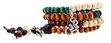 Four Color Wood Prayer Beads Wrap Bracelet with Removable Charm