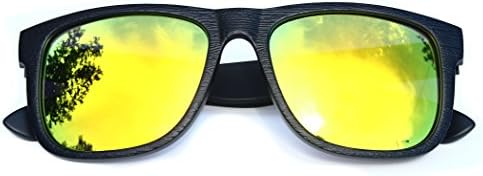 OUTGEAR Classic Retro Horn Rimmed Style Sports Sunglasses for Mens and Womens, Matte Black with Yellow Revo Mirrored