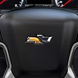 Bogar Tech Designs - PRECUT Steering Wheel Emblem Overlay Vinyl Decal Sticker Compatible with Chevy Silverado 2014-2019, 6D Glossy Carbon Fiber Black