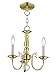 Livex Lighting 5013-02 Williamsburg 3 Light POLISHED BRASS Hanging Lantern / Flush Mount Mini Chandelier.
