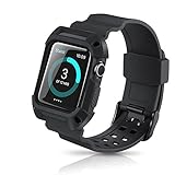Apple Watch Band 42mm Protective Case,Youkex Replacement Straps with Rugged Shock-proof Case Cover for iWatch Series 1 Series 2 and Sport Edition (Black/Black)