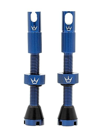Peatys x Chris King MK2 Tubeless Valves - Integrated Valve Core & Spoke Key Presta Valve Caps, 7075 Aluminium Tyre Valves for All Tubeless Ready Rims, MTB, Road & Gravel Compatible, 42mm Navy