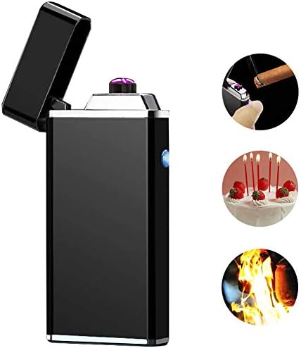 AideMeng Electronic Lighter Double Arc Flameless Plasma Lighter | Rechargeable | Wind Resistant | Best for Lighting Cigarettes, Candles & More | Includes USB Charger & Luxury Gift Box
