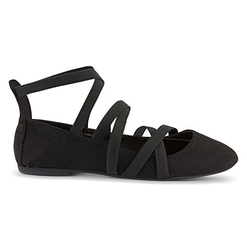 Twisted Sara Womens Flats Ballet Flats with Elastic Straps and
