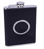 CoZroom 8 Oz Hip Flask with Built-in Collapsible Shot Glass and Money Clip, Black