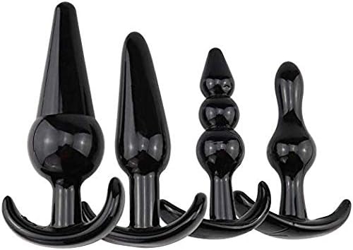Siminey Portable B'ut.t Plúg Training Beads Skin-Friendly Silicone Āmāl Expansion Massage Toy for Women & Men,4Pcs Set-Black