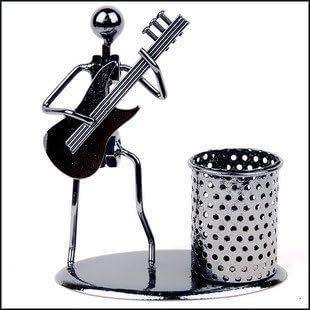 ABURA Creative Cute Design Iron Penholder Home Decorations Ornaments Minimalist Modern Practical Small Gifts Crafts(guitar)