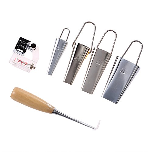 Vanpower Set of 4 Size Fusible Bias Tape Maker Tool Kit 6mm 12mm 18mm 25mm Fabric Sewing Quilting Bias Binding Maker