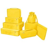 Packing Cubes 8 Sets Latest Design Travel Luggage Organizers Include Waterproof Shoe Storage Bag Convenient Packing Pouches for Traveller (Yellow)