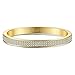 GuqiGuli Swarovski Elements Crystal Pave Oval 14K Gold-Tone Bangle Bracelet for Women, 7.4''