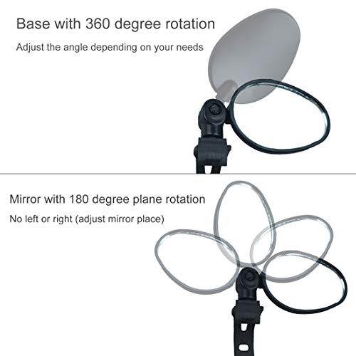 ELCYCO Bike Rearview Mirrors Adjustable & Rotatable Handlebar End Mount Convex Glass Mirror Easy Install