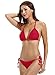 zeraca Women's String Triangle Bikini Bathing Suits (L14, Dark Red)