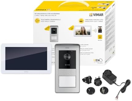 K42945 Kit portier-vidéo WiFi en saillie contenant: portier-vidéo WiFi à écran tactile LCD 7" mains libres, platine audio-vidéo RFID, alimentation avec fiches standards EU, EK, US et AU