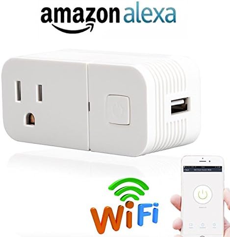 XBK WiFi Smart Mini Plug Socket Outlet with USB Port(5V 2.1A),No Hub Required Easy Connection,Compatible With Alexa & Google Assistan,Control Your Electric Equipment from Anywhere
