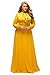 LALAGEN Women's Vintage Long Sleeve Plus Size Evening Party Maxi Dress Gown YellowXXL