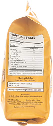 Mini Date Bars With Hazelnut, (2 Pack, 24 Bars in Total) Made with Just 2 Familiar Ingredients, Only 43 Calories Per Bar