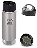 Klean Kanteen Wide Mouth Insulated Stainless Steel Bottle with 2 Leakproof Caps (Loop Cap and Cafe Cap 2.0)