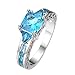 Rongxing Jewelry Aquamarine birthstone Wonderful Womens White Gold Filled Engagement Rings Gifts Size 10