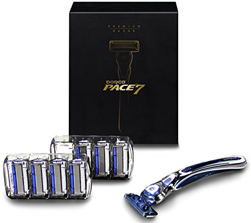 Dorco Pace 7 - World's First and Only Seven Blade Razor System- Gift Set (8 Cartridges + 1 Handle)