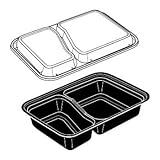 30 OZ. TWO COMPARTMENT BLACK RECTANGULAR VERSATAINER MICROWAVEABLE CONTAINERS...