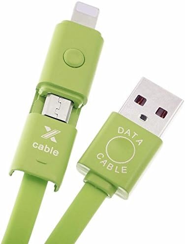 Lightning USB Cable,MASUMARK USBLink 2in1 Rotation 360 Degree Dual Port Charger Micro USB Charging for iPhone 6 6s Plus 5 5s 5c,iPod,iPad Air,Mini,Sumsung,HTC Other Android Phones Tablet 3FT - Green