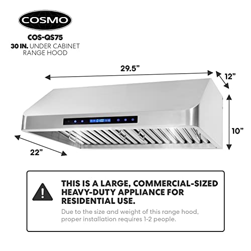 COSMO COSQS75 30 in. Under Range Hood with 500 CFM, Permanent