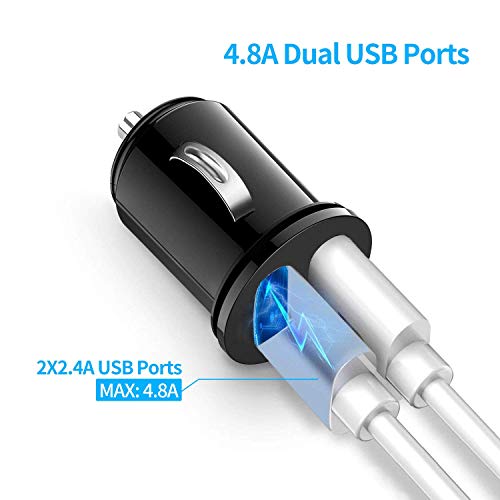 USB Car Charger Adapter Dual Port 24W Flush Fit Car Adaptor with Multi Protection Safety System for iPhone X / 8/8 Plus / 7, iPad Air/Pro/Mini, Samsung & More Anoopsyche