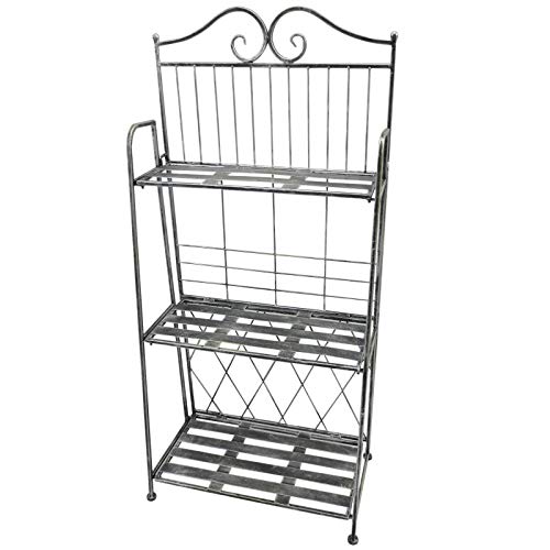FDInspiration Antique Silver Gray 37.75" H Folding 3-Tier Metal Frame Standing Shelf Patio Pot Plant Indoor Outdoor Rack Display Organizer with Ebook - Thumbnail 5