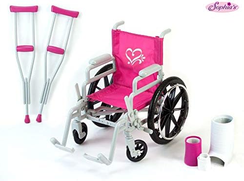 Sophia's Doll Wheelchair Set with Accessories for 18 Inch Dolls Like American Girl Dolls, Doll Chair Set Includes Doll Wheelchair, Doll Crutches & Bandage, 18 Inch Doll Furniture