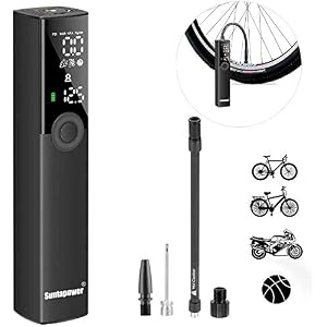 Suntapower Electric Bike Pump, Electric Ball Pump, Versatile Portable Air Compressor with LCD Display USB Charging Port…