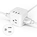 JSVER USB Power Strip - 4.92 Ft Extension Cord with 3 Outlets & 3 USB Ports, Power Cube for Travel, Home, Office, Phones, iPhone X/XS/XR, Tablets, Cruise Ship (White)